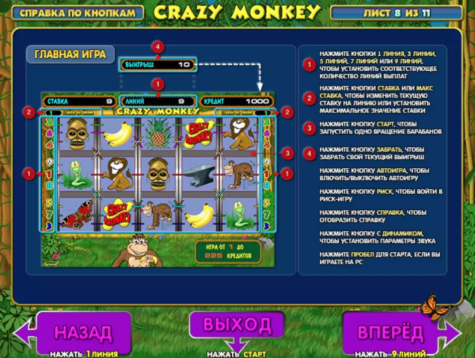 Геймплей автомата Крейзи Манки